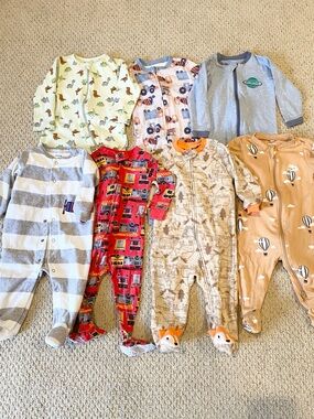 Baby Boy Toddler Sleeper Lot 6-9-12 month Tuffy George Old Navy Carters Clothing